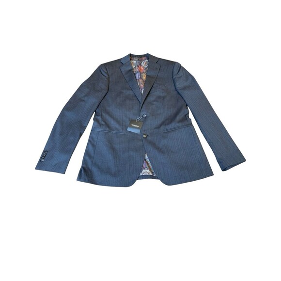 Indochino Custom Gray Herringbone Tweed 2-Button Wool Men's Blazer Size 41 NWT